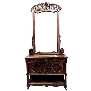 Art Nouveau Dessert In Walnut And Its Ice Cream Period 1900 In "noodle" Style