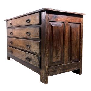 Rustic White Wood Commode Late 18th Century, Early 19th Century