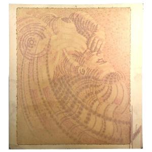 Woman In Charcoal And Sanguine On Textile French School Martinez Years 60 Of Dimension 143x133