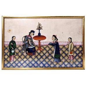 Series Of 4 Chinese Gouaches On 19th Century Rice Paper