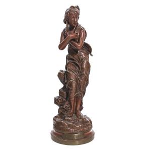 La Frileuse By Eutrope Bouret Bronze With Chocolate Patina
