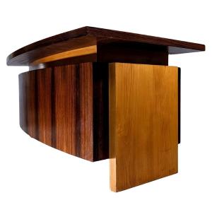 Large Presidential Desk With Box Art Deco Style 1930 From 1950 In Rosewood