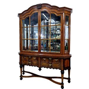 Domed Dutch Presentation Showcase In Marquetry 19th Century  