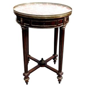 19th Century Louis XVI Style Mahogany And Brass Hot Water Bottle Table