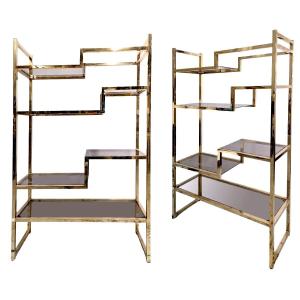 Pair Of Collector's Brass Shelves 1980