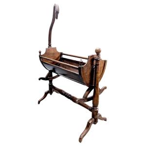Restoration Period Cradle In Walnut With Swan Neck  