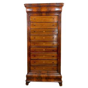 Louis Philippe Charles X Mahogany Cartonnier, 19th Century