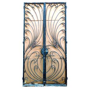 "large Art Nouveau Wrought Iron Entrance Door 