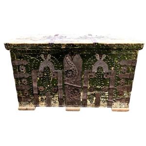 Greek Chest In White Wood And Iron, 19th Century  