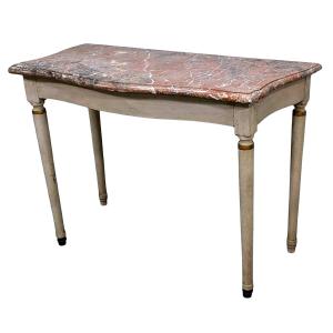 Directoire Period Lacquered Game Table With Marble Top And Corbin Beak  