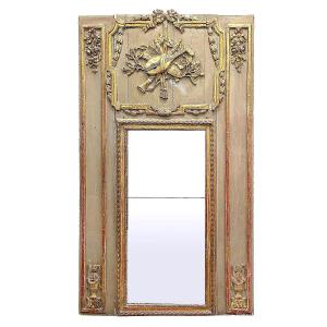 Louis XVI Period Trumeau In Lacquered Wood From The Late 18th Century.  