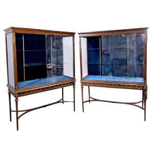 Pair Of Large Louis XVI Style Display Cabinets.