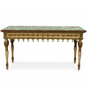 Louis XVI Style Console In Lacquered And Gilded Wood