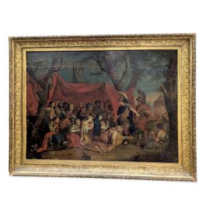 Les Reines De Perse Aux Pieds d'Alexandre Entourage De Charles Lebrun Oil On Canvas 17th Century
