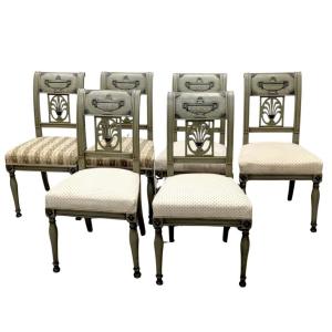Set Of 6 Directoire-style Lacquered Chairs