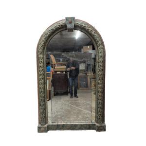 Carved And Lacquered Wood 19th Century Decorator's Mirror