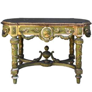 19th Century Green And Gold Lacquered Side Table