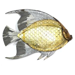 Fish Scale Wall Decoration In Patina Metal