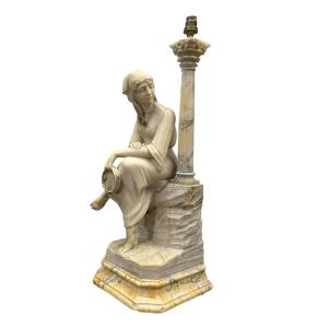 Orientalist Sculpture In Alabaster Mounted As A Lamp