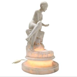 1930s Art Deco Alabaster Nightlight, By Umberto Stiaccini