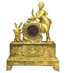 Restoration Period Clock In Gilt Bronze 19th Century