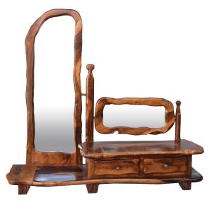Brutalist Free-form Psyche Styling Unit In Olive Wood