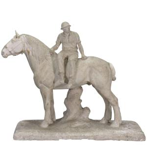 Studio Plaster By Paul Sylvestre Depicting A Rider