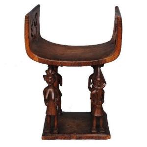 Tribal Curule Armchair Exotic Wood Beninese Tribal Chief