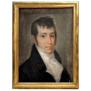 Pastel Portrait Early 19th Century Gilded Wood Frame