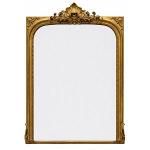 Napoleon III Mirror In Wood And Stucco Gilded With Gold Leaf