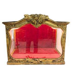Display Case For Religious Objects, Gilded Wood, 19th Century