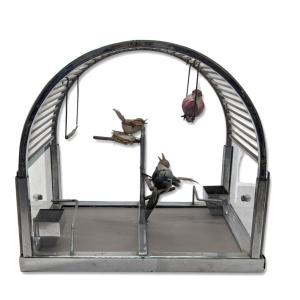 Art Deco Birdcage In Silver-plated Bronze