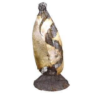 Lampe Sculpture Michel Haillard Parchment And Eel Creel