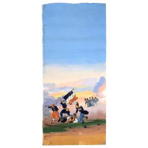 Wallpaper Marouflé On Canvas 19th Century Military Scenes