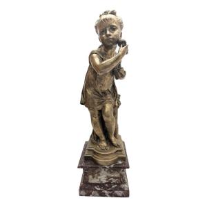 Bronze By Nicolas Lecornet: Young Child Powdering Her Face Late 19th Century