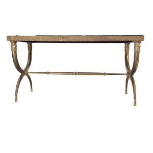 1940s Bronze Coffee Table With Marble Top