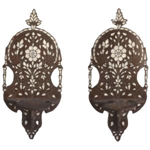 Oriental Wooden Shelves, Early 20th Century (pair)