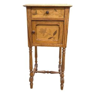 Art Nouveau Period Bedside Table In Pichin And Maple 1900