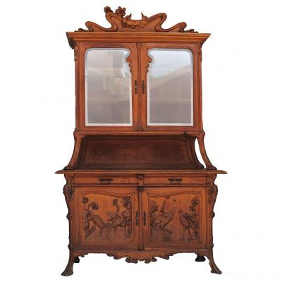 Two Large Body Art Nouveau Oak Herons From Decor