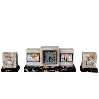 Trim Pendulum Art Deco Onyx And Marble Portor Aux Poissons 1930