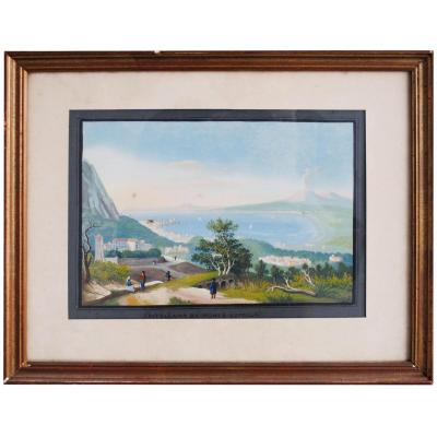 Gouache Italian Castellama Da Monte Coppola Nineteenth