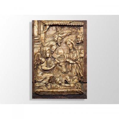 In Alabaster Bas Relief XVII Eme Birth Of Christ.