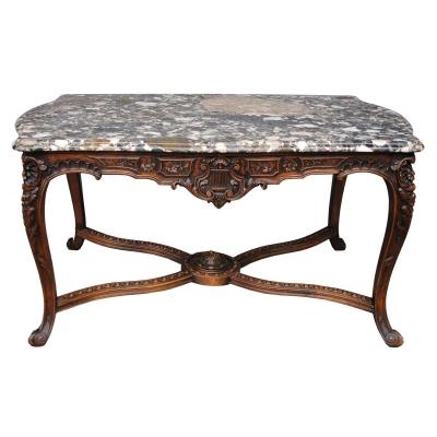 Game Table Louis XV Style Marble Breccia