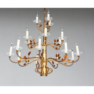 Gilt Metal And Glass Paste 16 Lights Style 1940