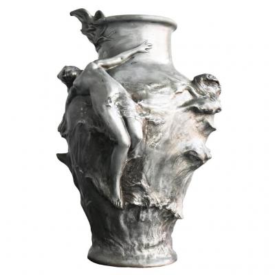 Art Nouveau Pewter Vase By Pedro Rigual