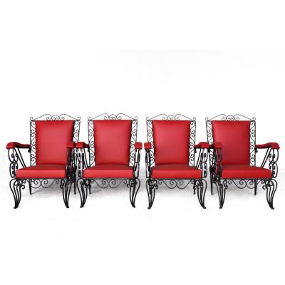 Series 4 Wrought Iron Armchairs 1950s Red Skai