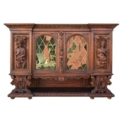 Large Renaissance Style Showcase With Oak Characters