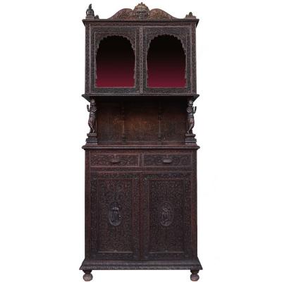 Two Indian Rosewood Cabin Richly Carved Late Nineteenth