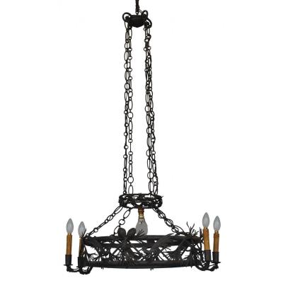 Wrought Iron Chandelier Dlg Brandt Art Deco 1930