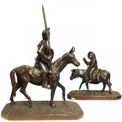 Don Quixote And Sancho In Bronze Pair By Fratin Late Nineteenth